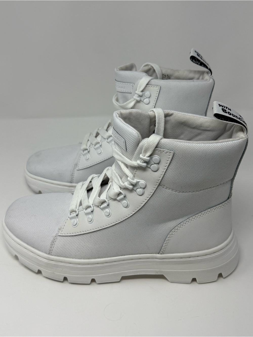 Dr. Martens Combs White Canvas High Top Combat Urban Grunge Boots Women’s 10